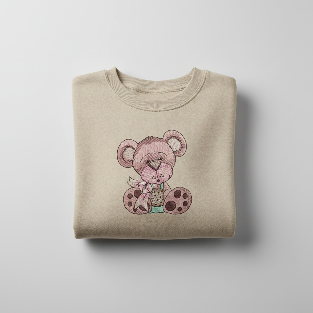 Teddy Bear Cookie Machine Embroidered Sweatshirt – Hand Finished in Dubai | EmbroMania