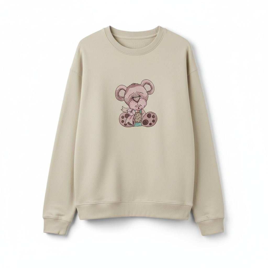 Teddy Bear Cookie Machine Embroidered Sweatshirt – Hand Finished in Dubai | EmbroMania