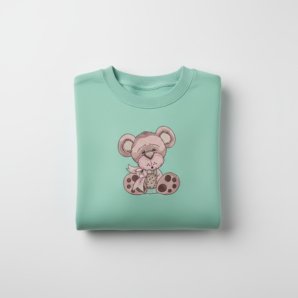Teddy Bear Cookie Machine Embroidered Sweatshirt – Hand Finished in Dubai | EmbroMania