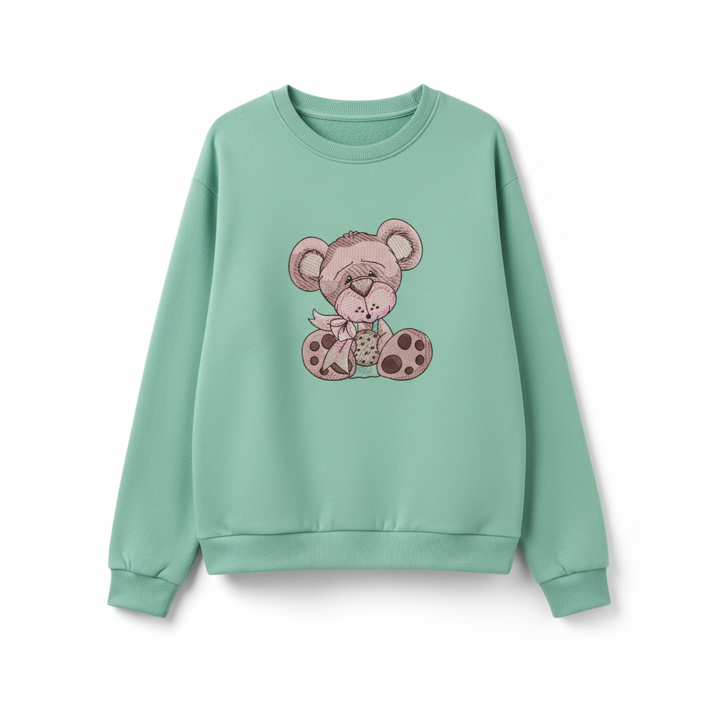Teddy Bear Cookie Machine Embroidered Sweatshirt – Hand Finished in Dubai | EmbroMania