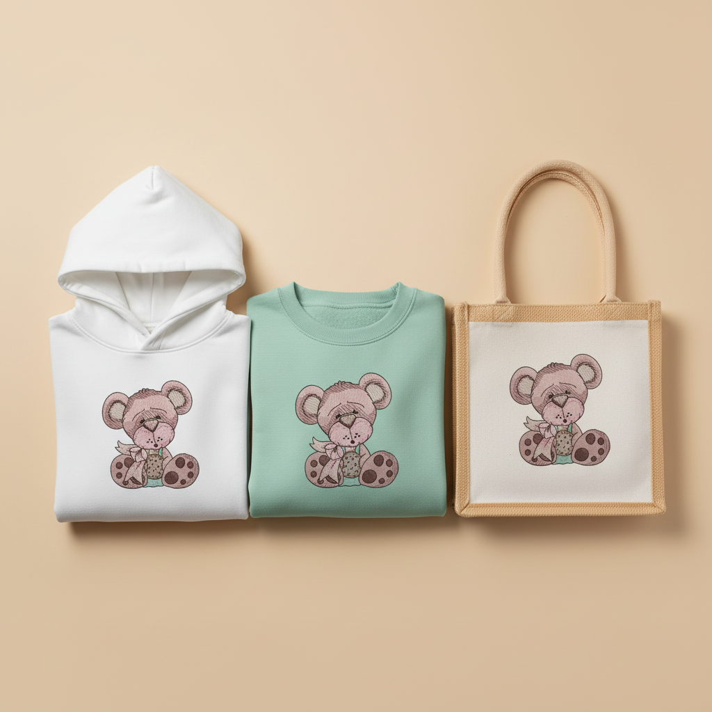 Teddy Bear Cookie Machine Embroidered Sweatshirt – Hand Finished in Dubai | EmbroMania
