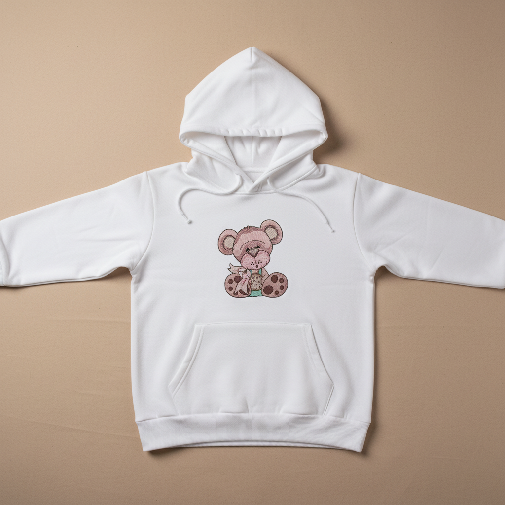 Teddy Bear Cookie Machine Embroidered Sweatshirt – Hand Finished in Dubai | EmbroMania