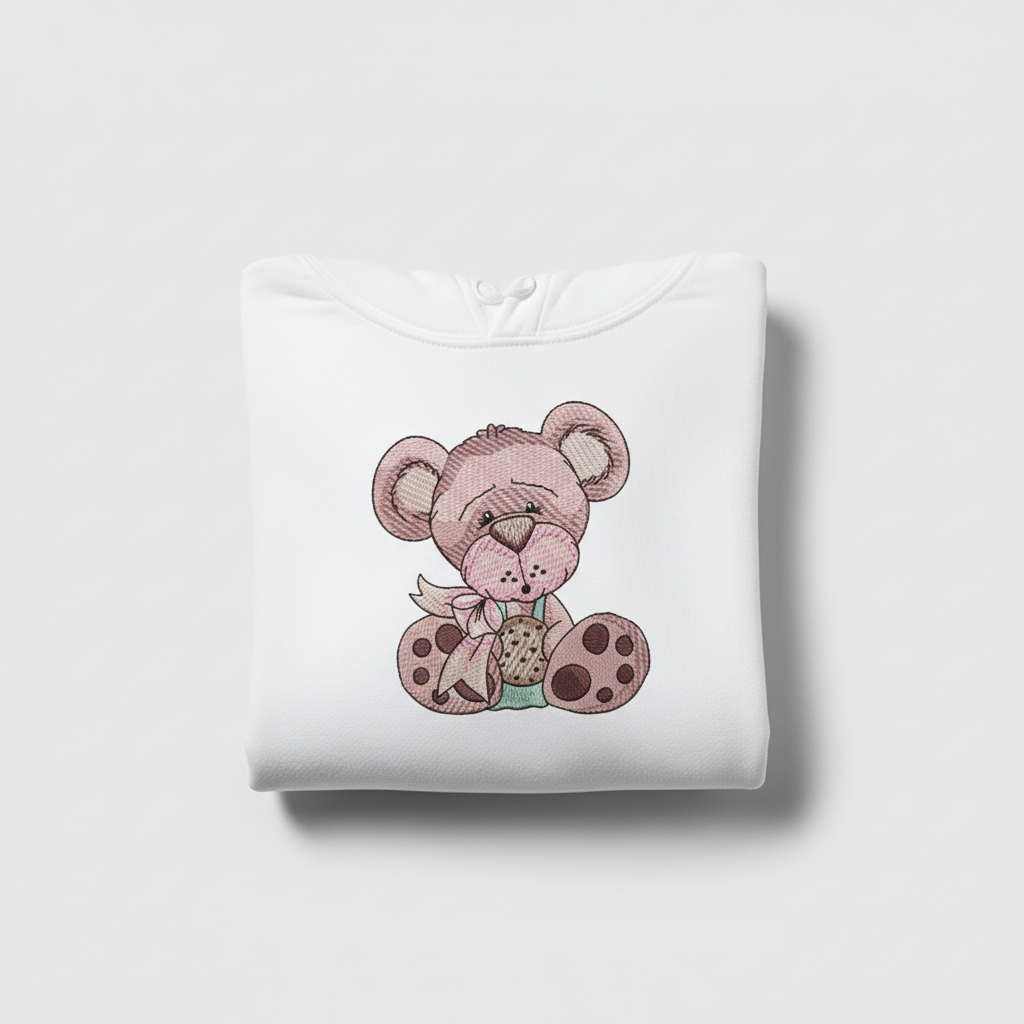 Teddy Bear Cookie Machine Embroidered Sweatshirt – Hand Finished in Dubai | EmbroMania