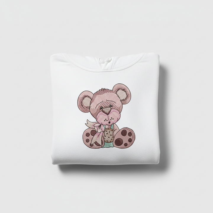Teddy Bear Cookie Machine Embroidered Sweatshirt – Hand Finished in Dubai | EmbroMania