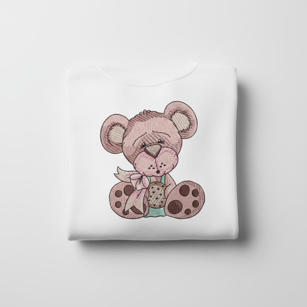 Teddy Bear Cookie Machine Embroidered Sweatshirt – Hand Finished in Dubai | EmbroMania