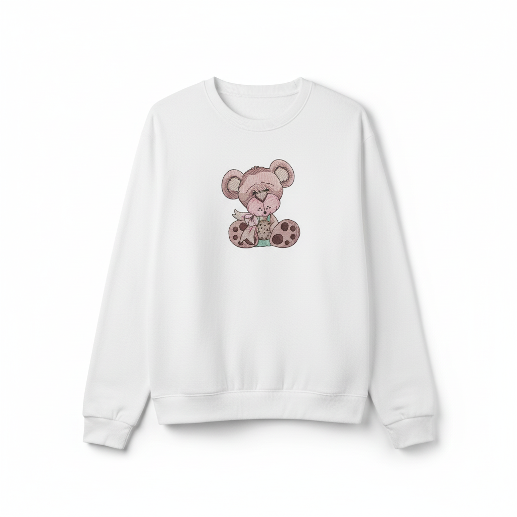 Teddy Bear Cookie Machine Embroidered Sweatshirt – Hand Finished in Dubai | EmbroMania
