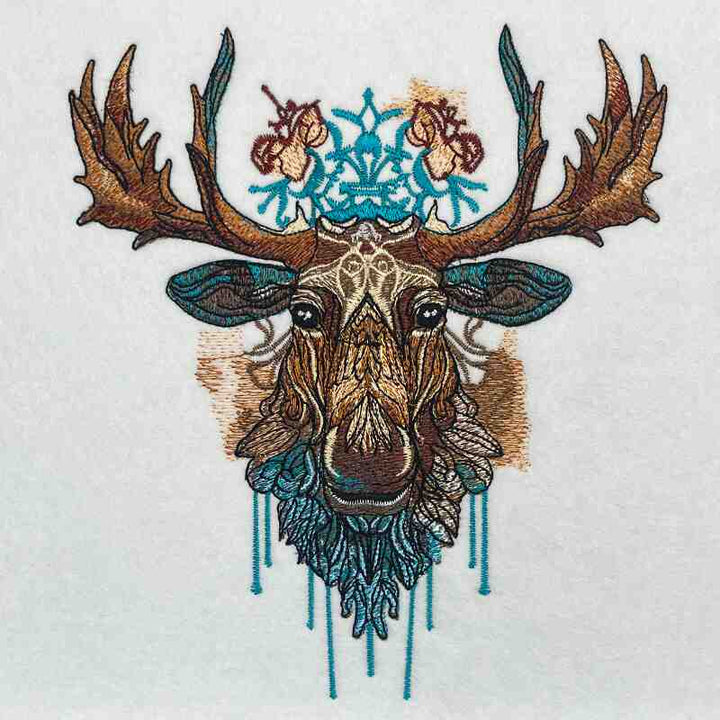 Tribal Moose Majesty Machine Embroidered Sweatshirt – Hand Finished in Dubai | EmbroMania