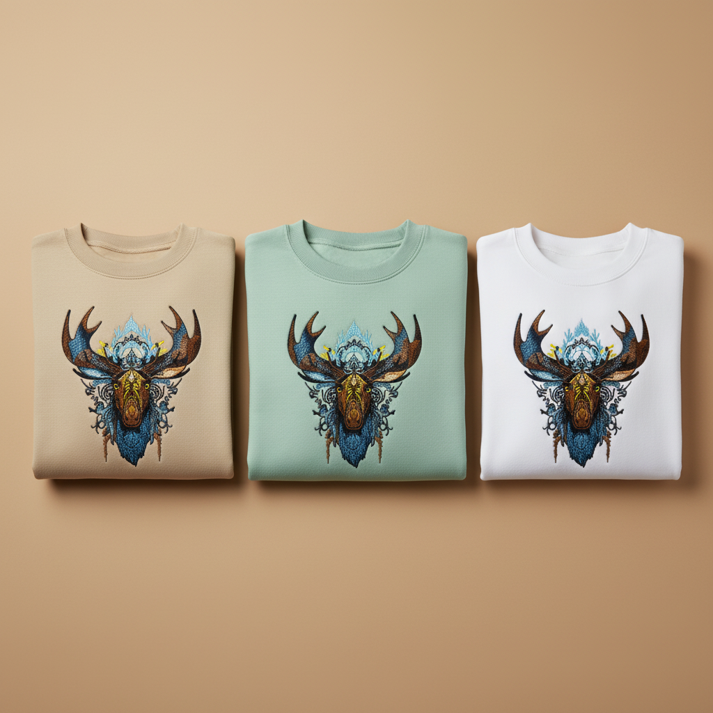 Tribal Moose Machine Embroidered Sweatshirt – Hand Finished in Dubai | EmbroMania