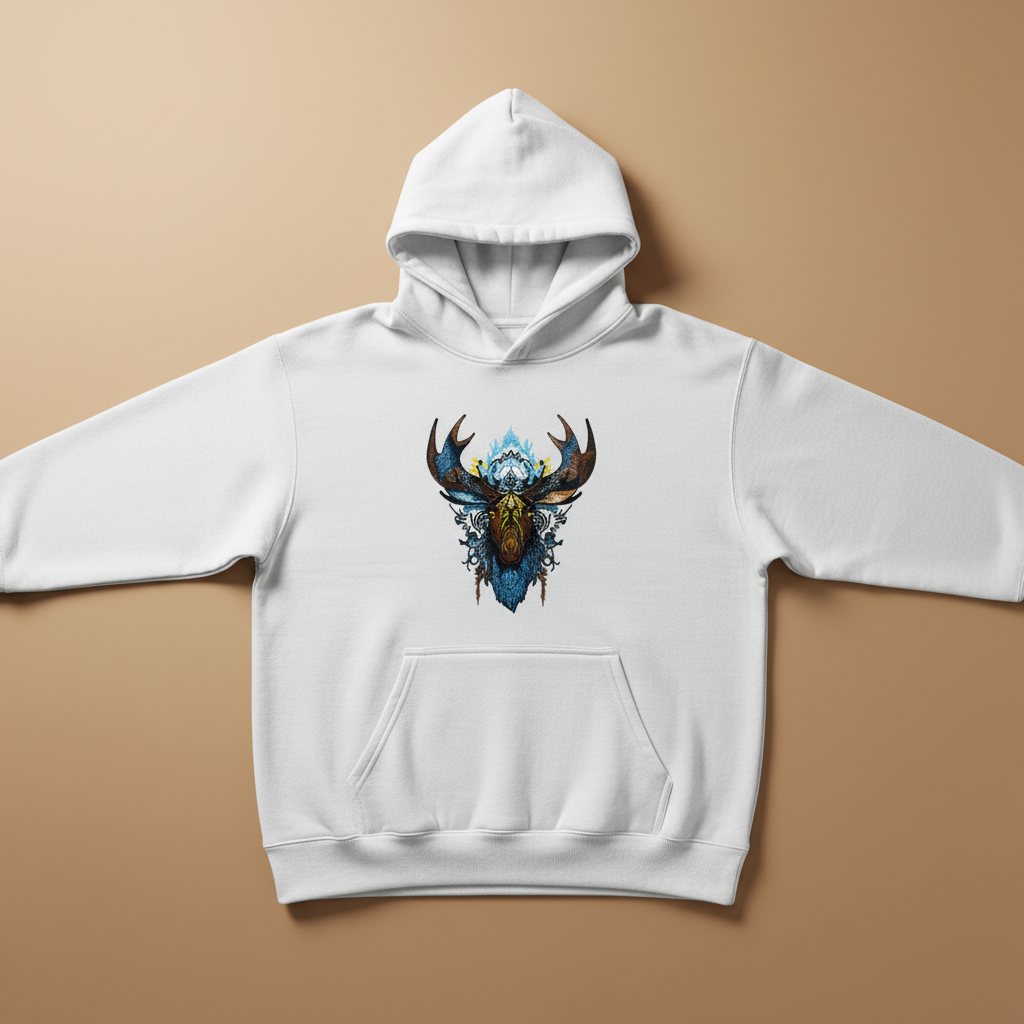 Tribal Moose — Embroidered Hoodie