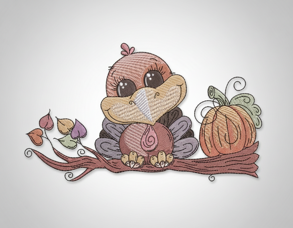 Turkey & Pumpkin Machine Embroidered Sweatshirt – Hand Finished in Dubai | EmbroMania