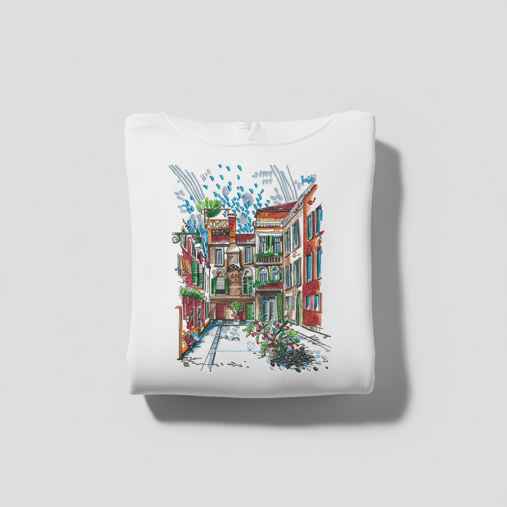 Blooming Facade Machine Embroidered Hoodie – Hand Finished in Dubai | EmbroMania
