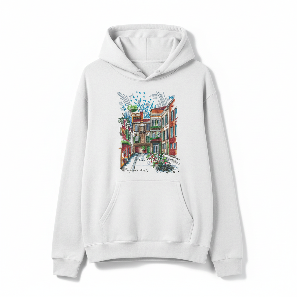 Blooming Facade Machine Embroidered Hoodie – Hand Finished in Dubai | EmbroMania