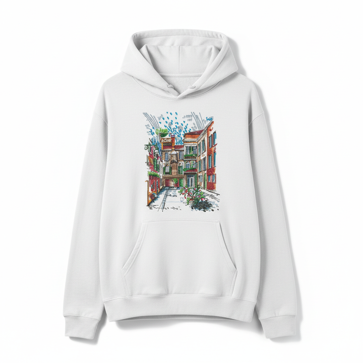 Blooming Facade Machine Embroidered Hoodie – Hand Finished in Dubai | EmbroMania