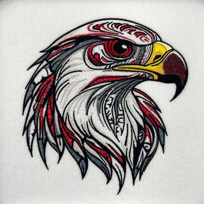 Falcon Portrait Machine Embroidered Jute Tote – Hand Finished in Dubai | EmbroMania