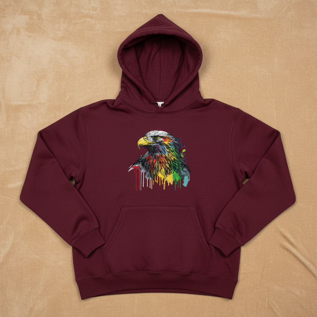 Vivid Eagle Machine Embroidered Hoodie – Hand Finished in Dubai | EmbroMania