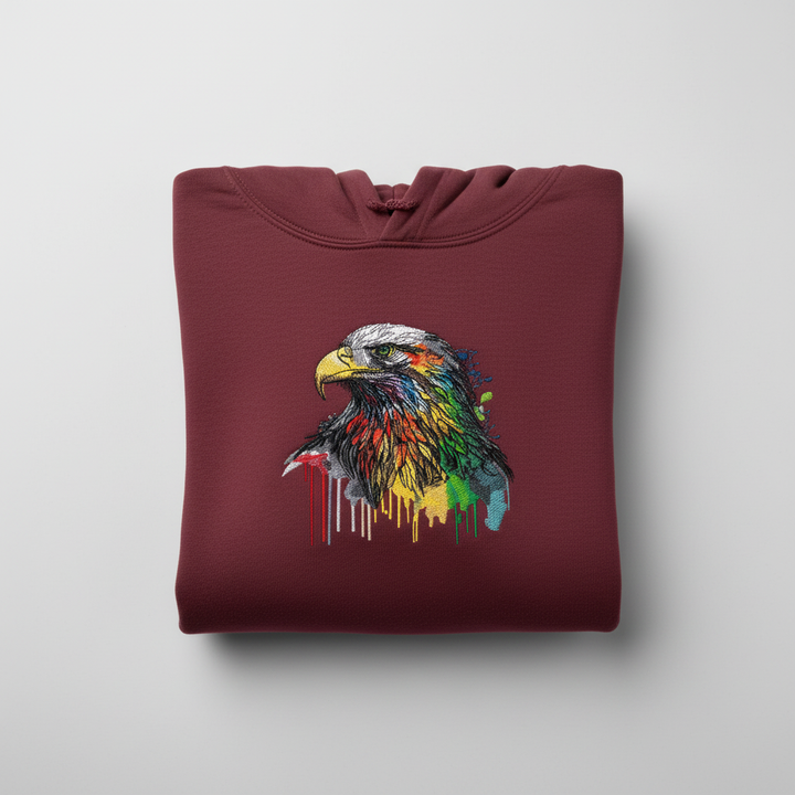 Vivid Eagle Machine Embroidered Hoodie – Hand Finished in Dubai | EmbroMania