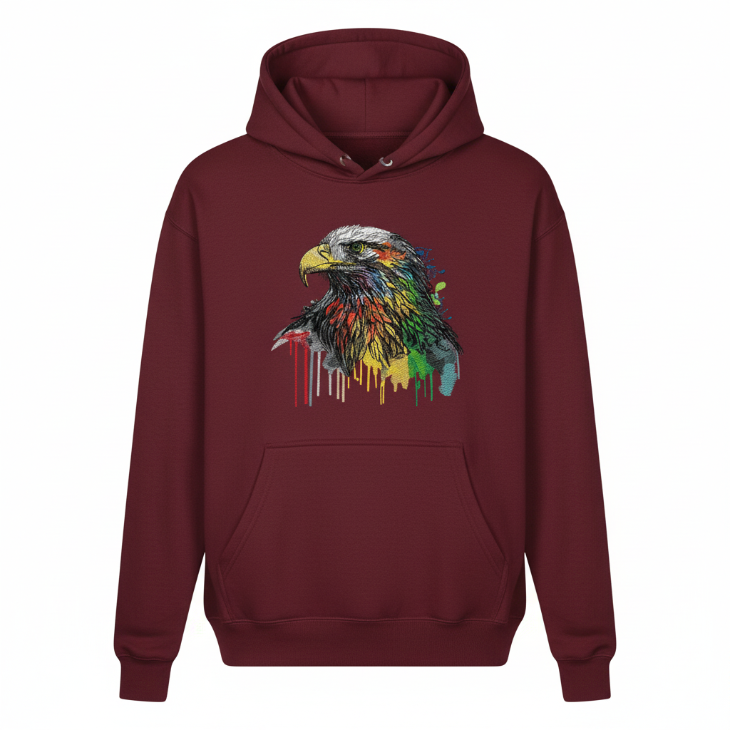 Vivid Eagle Machine Embroidered Hoodie – Hand Finished in Dubai | EmbroMania