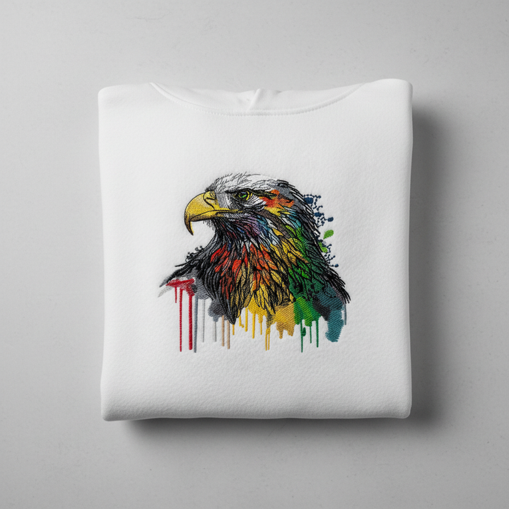 Vivid Eagle Machine Embroidered Hoodie – Hand Finished in Dubai | EmbroMania