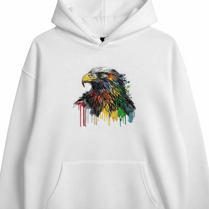 Vivid Eagle Machine Embroidered Hoodie – Hand Finished in Dubai | EmbroMania