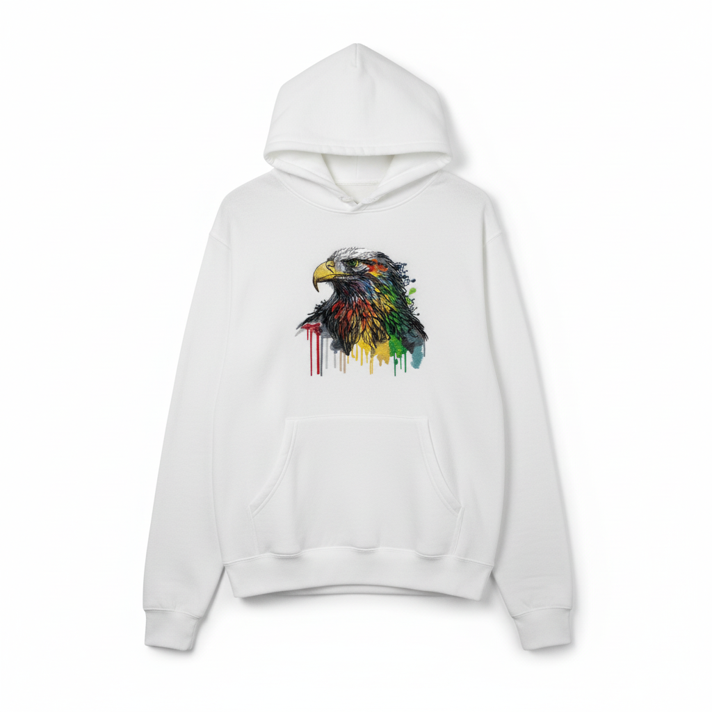 Vivid Eagle Machine Embroidered Hoodie – Hand Finished in Dubai | EmbroMania