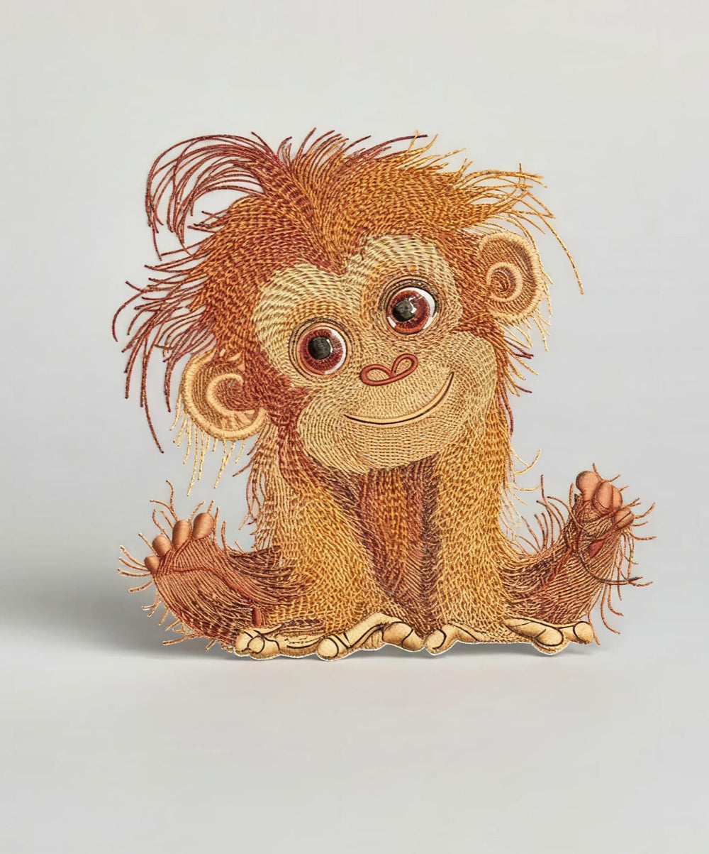 Baby Orangutan Machine Embroidered Sweatshirt – Hand Finished in Dubai | EmbroMania
