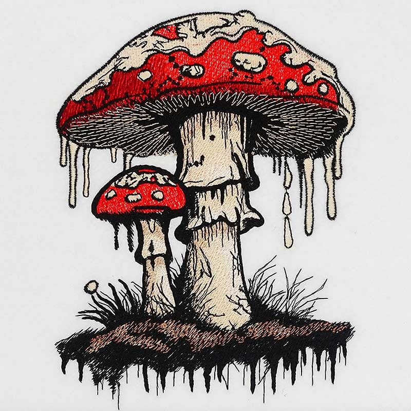 Enchanted Mushroom Machine Embroidered Hoodie – Hand Finished in Dubai | EmbroMania