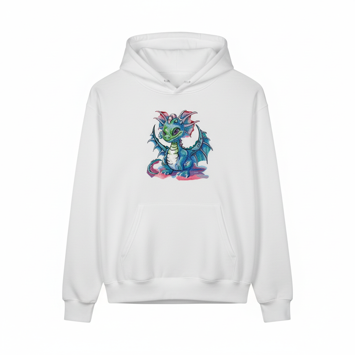 Whimsical Blue Dragon — Embroidered Hoodie