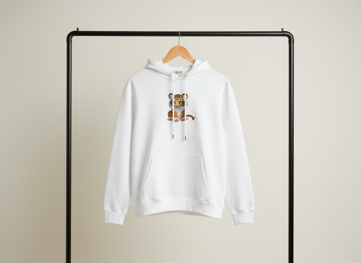 Baby Tiger Machine Embroidered Hoodie – Hand Finished in Dubai | EmbroMania