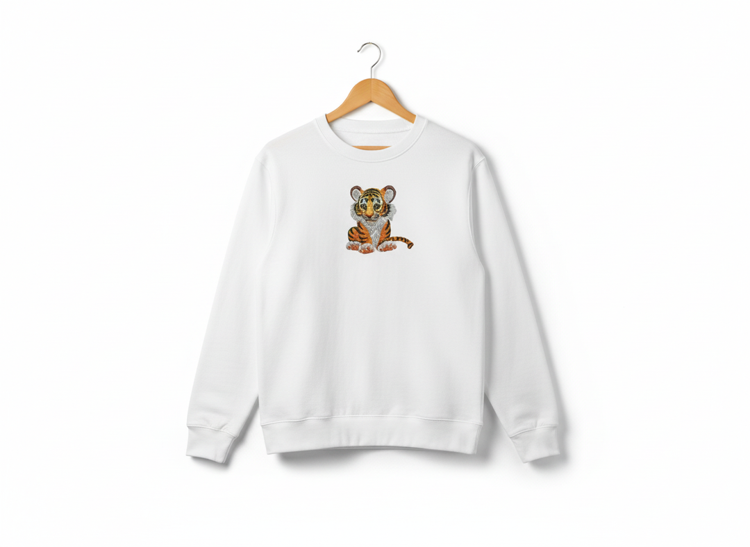 Baby Tiger Machine Embroidered Sweatshirt – Hand Finished in Dubai | EmbroMania