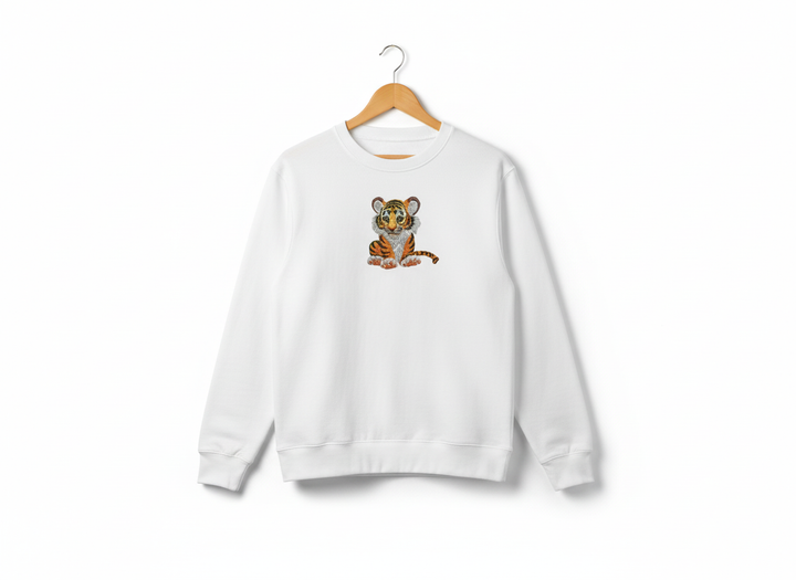 Baby Tiger Machine Embroidered Sweatshirt – Hand Finished in Dubai | EmbroMania