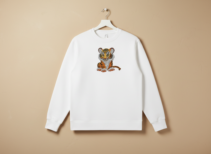 Baby Tiger Machine Embroidered Sweatshirt – Hand Finished in Dubai | EmbroMania