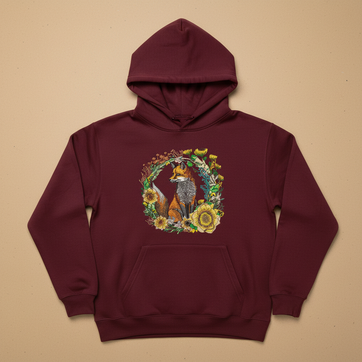 Wild Fox Machine Embroidered Hoodie – Hand Finished in Dubai | EmbroMania