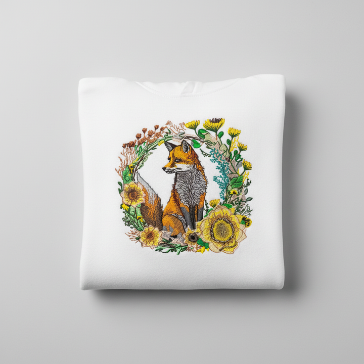 Wild Fox Machine Embroidered Hoodie – Hand Finished in Dubai | EmbroMania