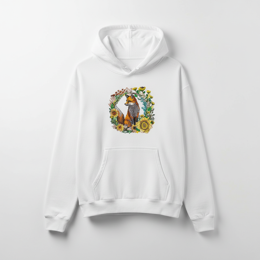 Wild Fox Machine Embroidered Hoodie – Hand Finished in Dubai | EmbroMania