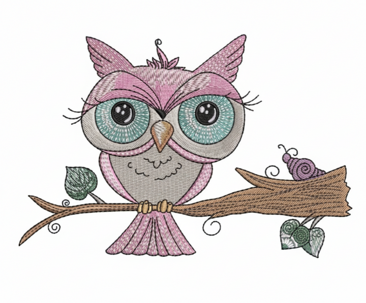 Owl &amp; Snail Friends Machine Embroidered Sweatshirt – Hand Finished in Dubai | EmbroMania