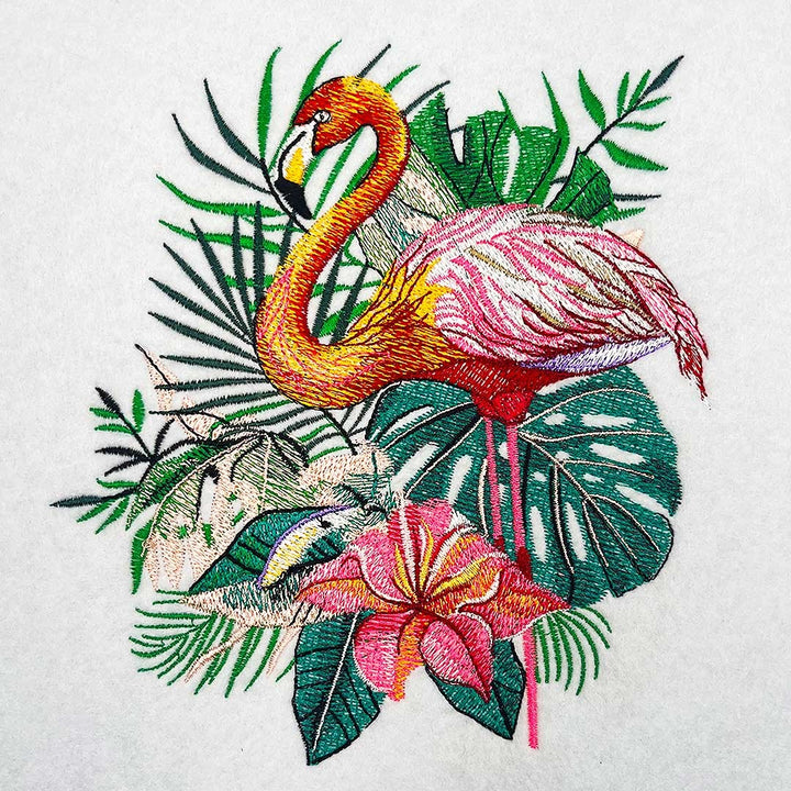 Flamingo Bloom Embroidered Sweatshirt – Lifestyle Photo | Hand Finished in Dubai | EmbroMania