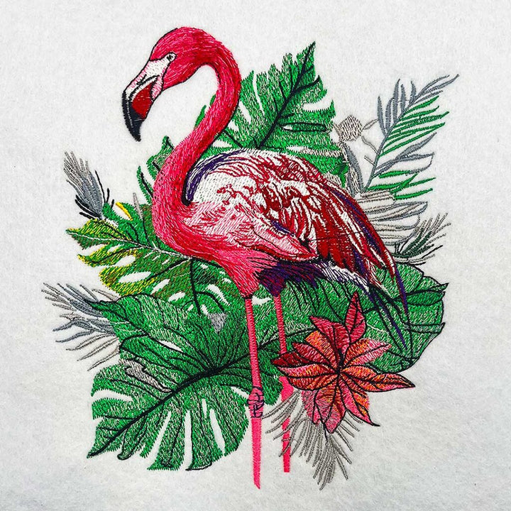 Flamingo Botanica Embroidered Sweatshirt – Lifestyle Photo | Hand Finished in Dubai | EmbroMania