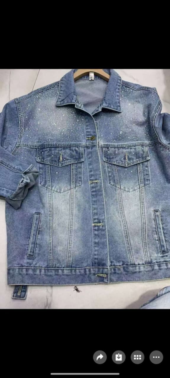 Starfield Spark Denim Jacket — Vintage Wash with Dusted Sparkle Yoke