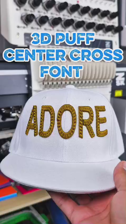 CenterCross Stitch 3D Puff — Custom Cap Font