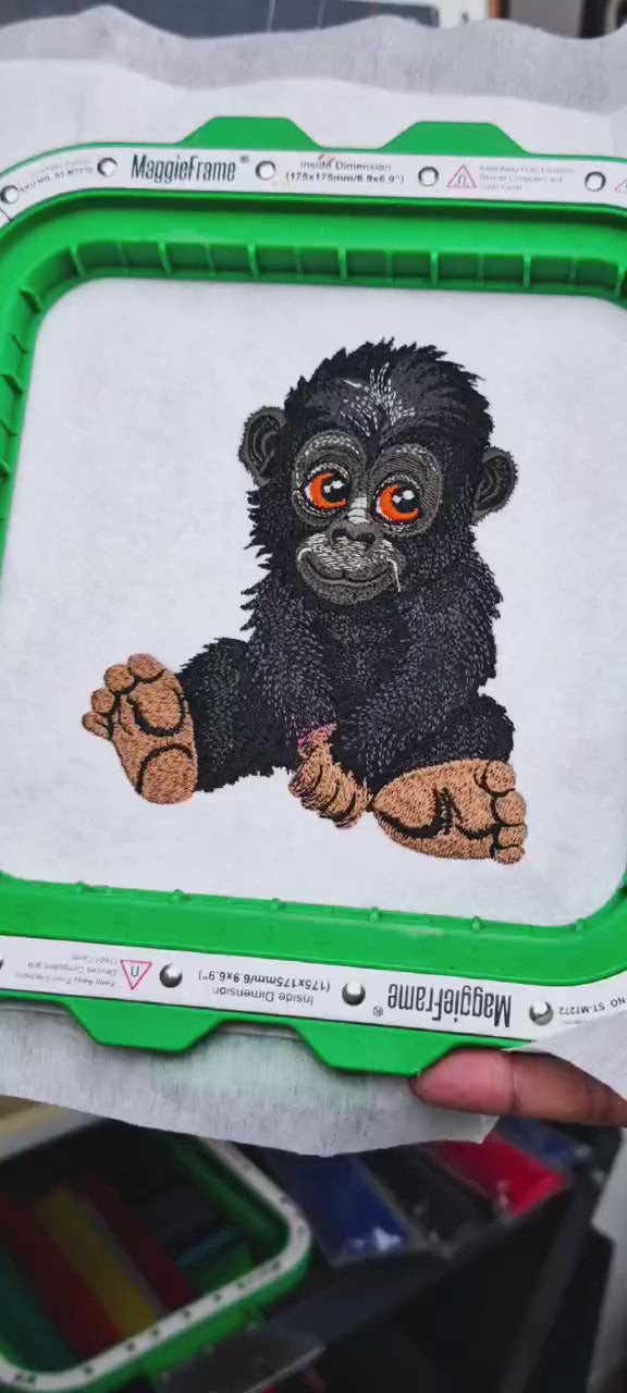 Baby Gorilla — Embroidered Jute Tote