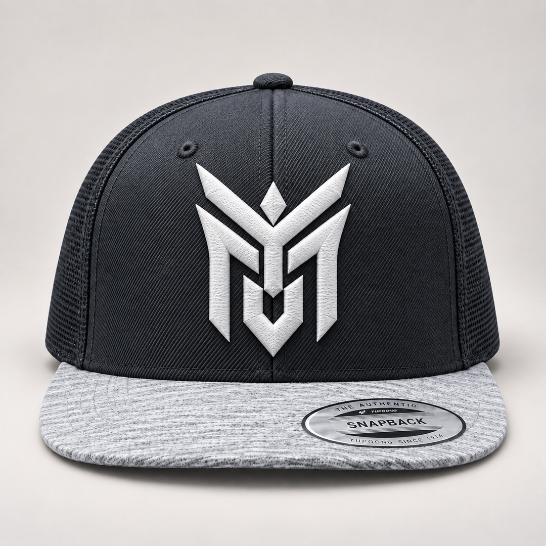 🌊✨ Marble Talon – Talon Wing Crest · Gold 3D puff · Navy Crown & Marble Brim Snapback | Hand Finished in Dubai | EmbroMania