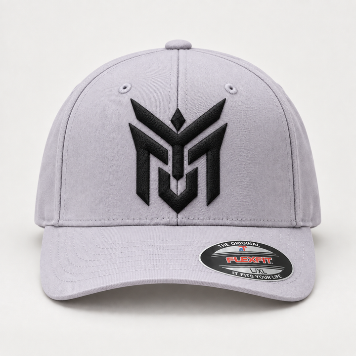 🌊⚔️ Phantom Wing – Talon Wing Crest · White 3D puff · Dark Navy Curved Trucker | Hand Finished in Dubai | EmbroMania